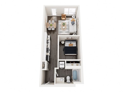 Floor plan for 1 bed, 1 bath, 539 sqft